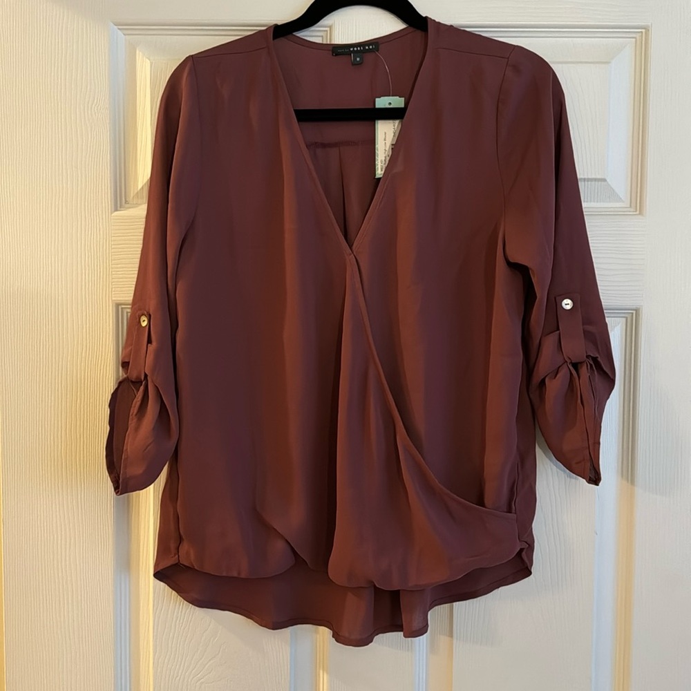 Sheer dark pink blouse great for work!